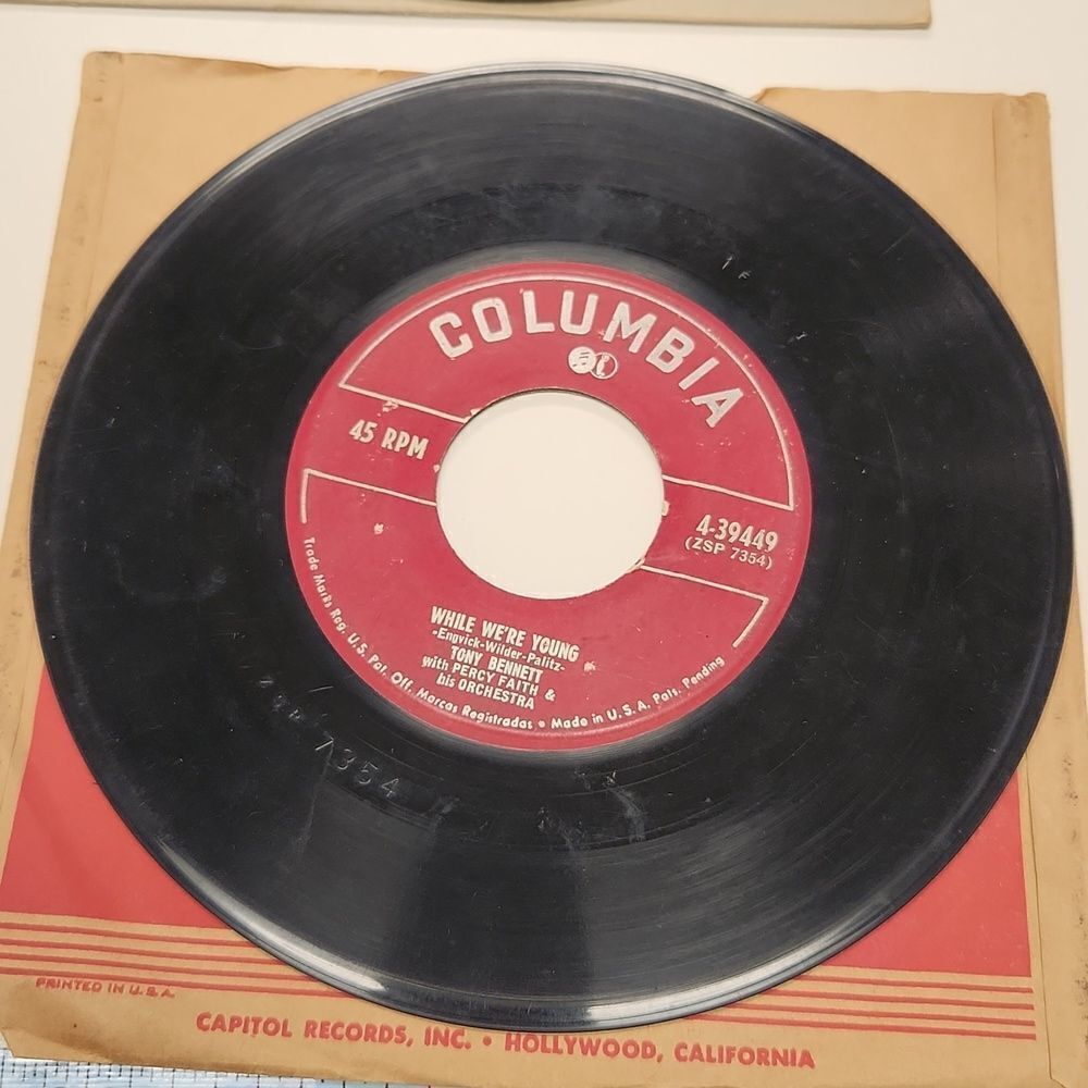 Tony Bennett Cold Cold Heart While We're Young 45 RPM Vinyl Record